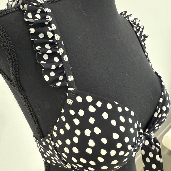 California Waves Black and White Polka Dot Bikini Top - Picture 5 of 7